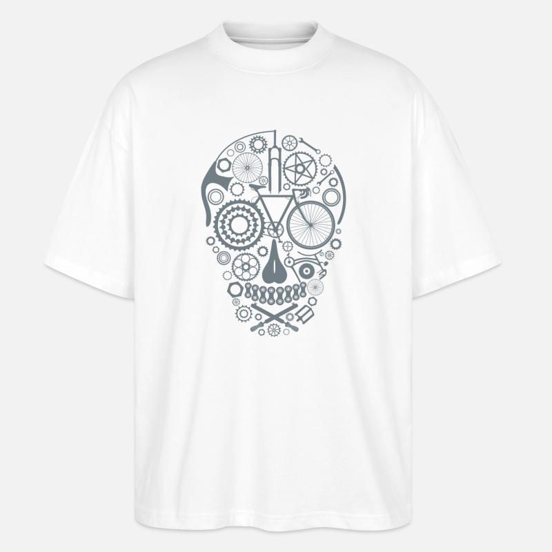 Bicycle Skull grey - Stanley/Stella Oversized Unisex Bio T-Shirt Blaster 2.0 - Weiß