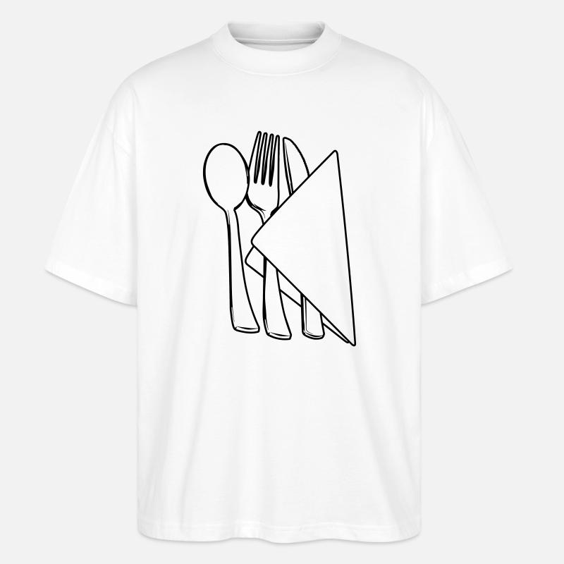 Besteck in Serviette - Stanley/Stella Oversized Unisex Bio T-Shirt Blaster 2.0 - Weiß