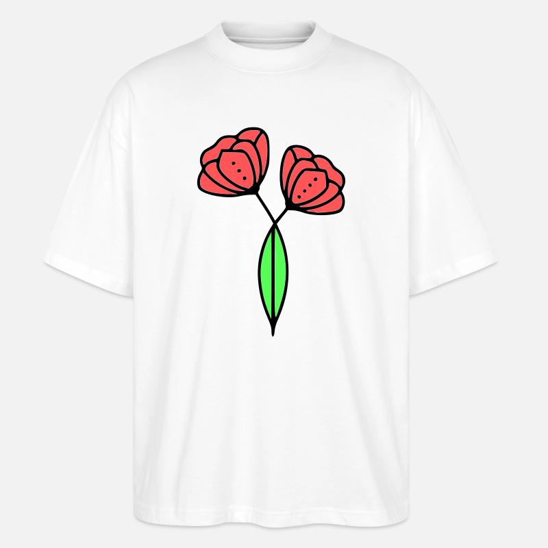 mohnblume-mohnblumen-minimalistisch-line-art-6 - Stanley/Stella Oversized Unisex Bio T-Shirt Blaster 2.0 - Weiß