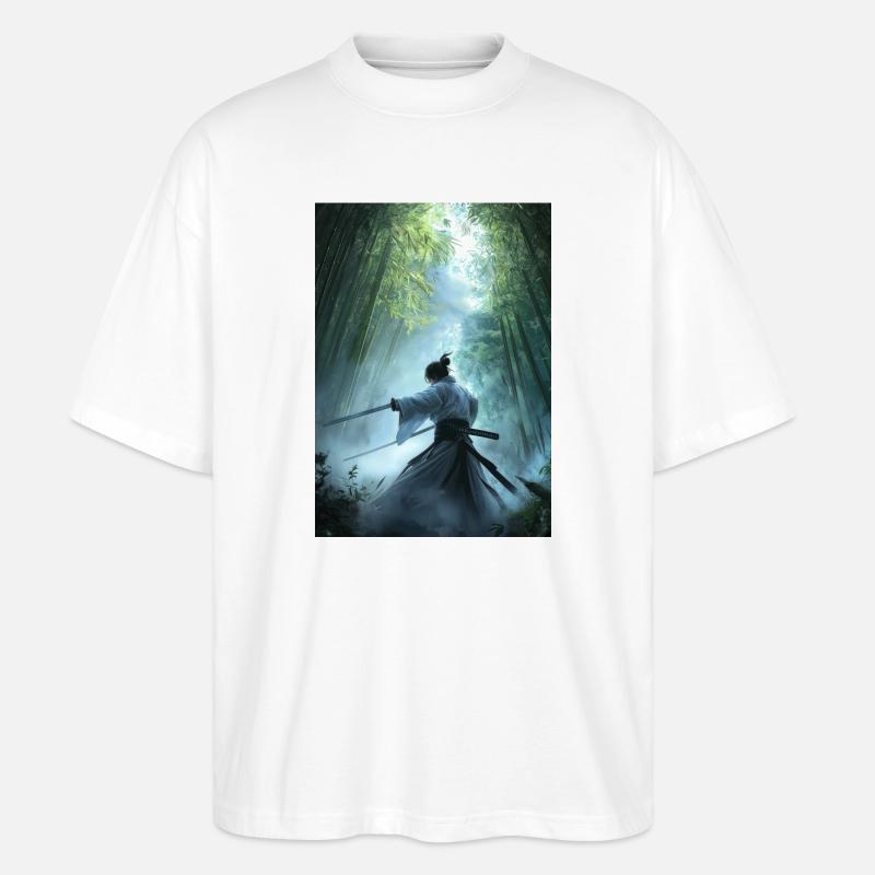 Samurai im Wald - Stanley/Stella Oversized Unisex Bio T-Shirt Blaster 2.0 - Weiß