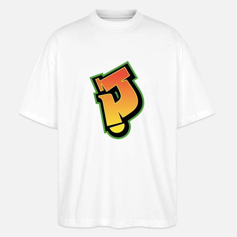 Graffiti-Schrift Wildstyle 01 Buchstabe 'J' - Stanley/Stella Oversized Unisex Bio T-Shirt Blaster 2.0 - Weiß