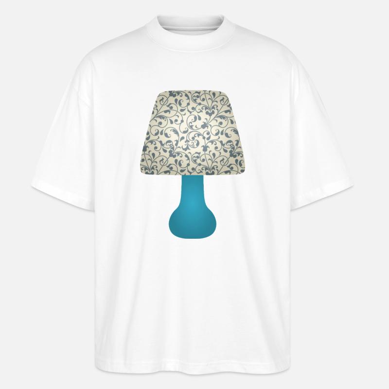 Lampenschirm mit blauem Blumenmuster - Stanley/Stella Oversized Unisex Bio T-Shirt Blaster 2.0 - Weiß