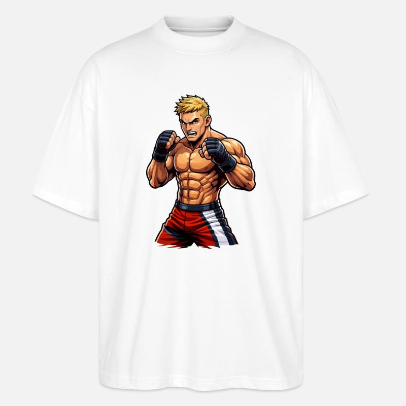 Combattant de MMA avec des muscles - T-shirt bio Blaster 2.0 coupe oversize Stanley/Stella Unisexe - blanc