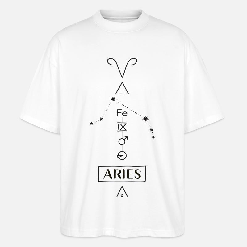 Aries - Widder Sternzeichen - schwarz - Stanley/Stella Oversized Unisex Bio T-Shirt Blaster 2.0 - Weiß