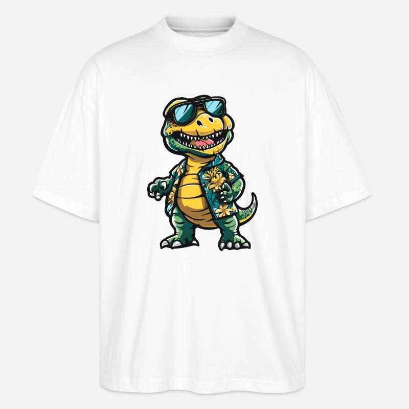 Dinosaurier T-Rex Comic Urlaub - Stanley/Stella Oversized Unisex Bio T-Shirt Blaster 2.0 - Weiß