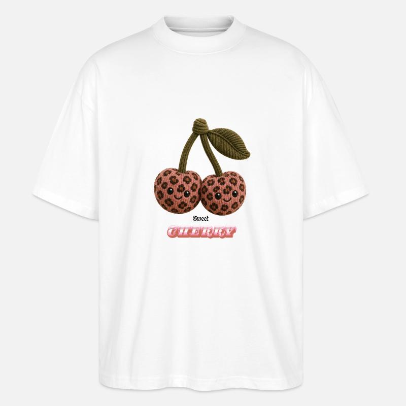 Leopard Cherries Cuddle Duo - Stanley/Stella Oversized Unisex Organic T-shirt Blaster 2.0 - white