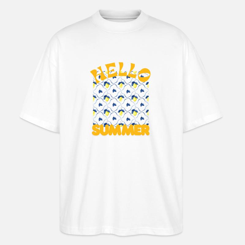 Hallo Sommer Zitronenmuster - Stanley/Stella Oversized Unisex Bio T-Shirt Blaster 2.0 - Weiß