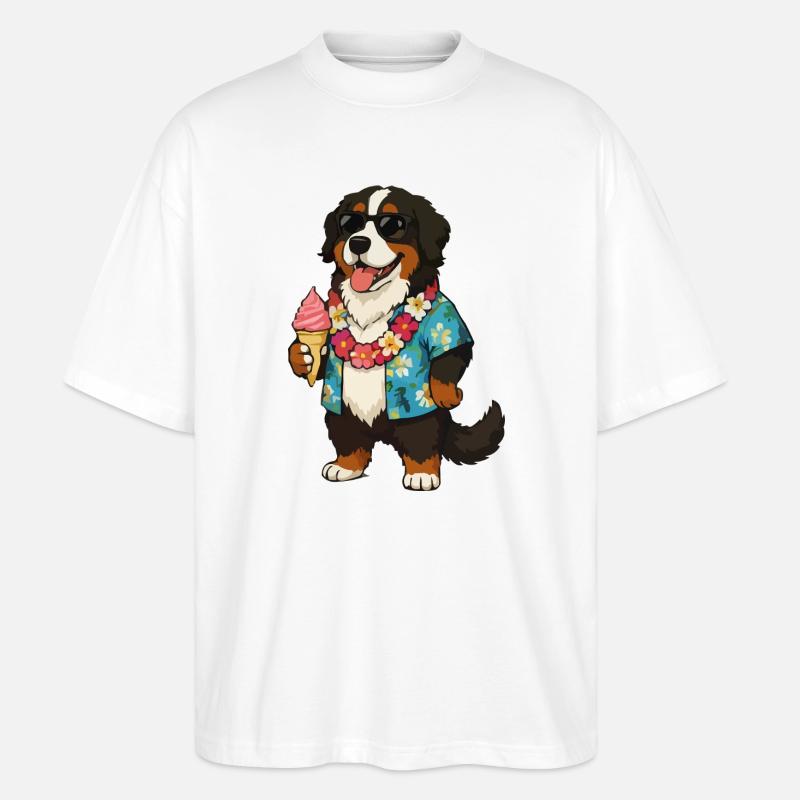 Hawaiianischer Hund mit Eis - Stanley/Stella Oversized Unisex Bio T-Shirt Blaster 2.0 - Weiß