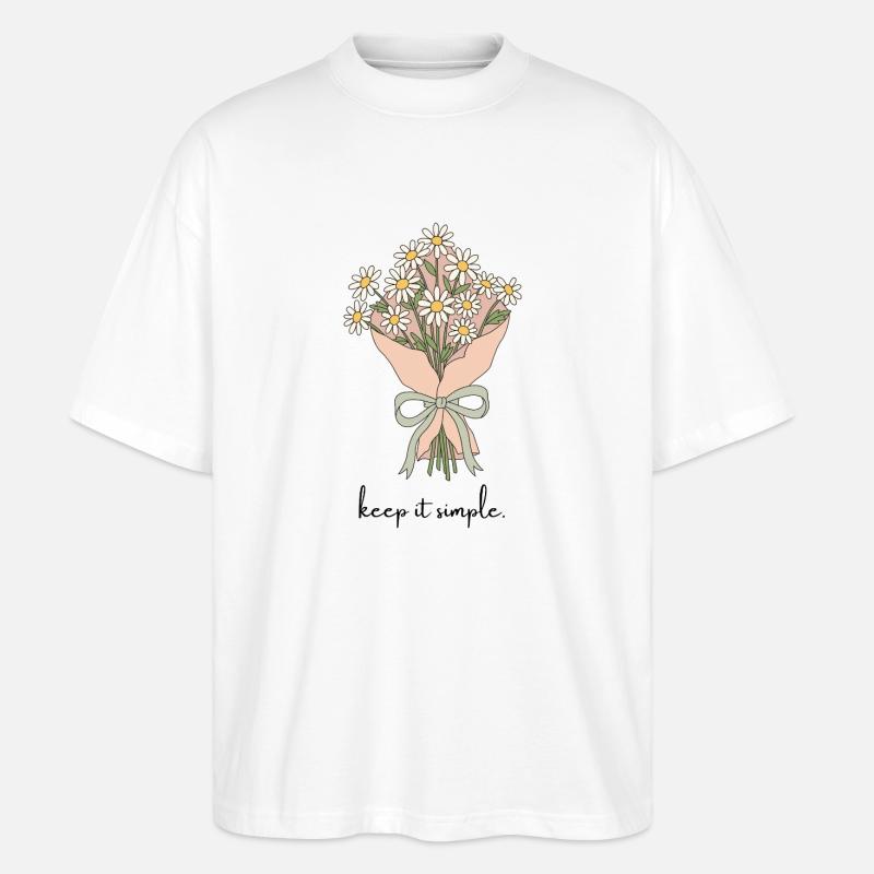 Gänseblümchenstrauß im Band - Stanley/Stella Oversized Unisex Bio T-Shirt Blaster 2.0 - Weiß