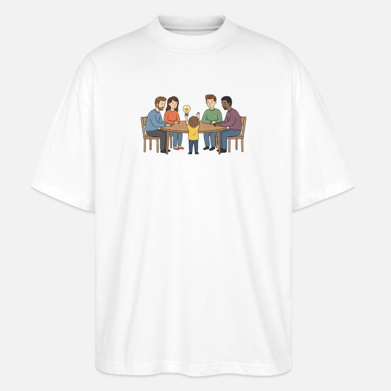 Kollektive Idee um einen Tisch - Stanley/Stella Oversized Unisex Bio T-Shirt Blaster 2.0 - Weiß