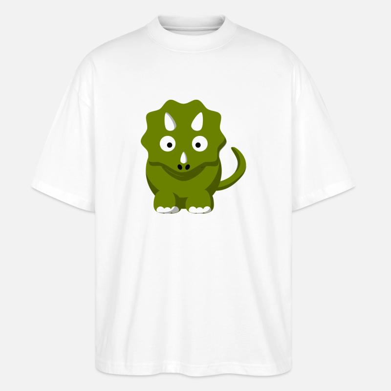 Dinosaurier Comic Triceratops - Stanley/Stella Oversized Unisex Bio T-Shirt Blaster 2.0 - Weiß