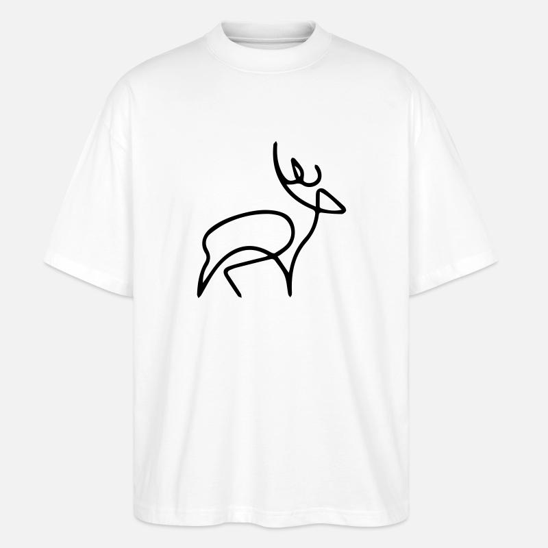 oneline deer - Stanley/Stella Oversized Unisex Organic T-shirt Blaster 2.0 - white