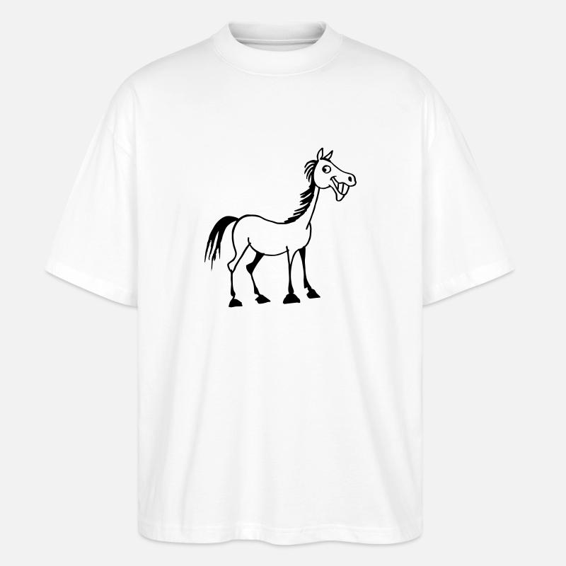 lustiges Pferd - Stanley/Stella Oversized Unisex Bio T-Shirt Blaster 2.0 - Weiß