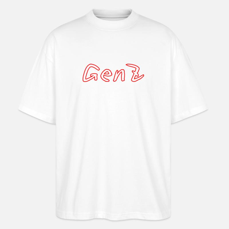 GenZ Graffiti Rot - Stanley/Stella Oversized Unisex Bio T-Shirt Blaster 2.0 - Weiß