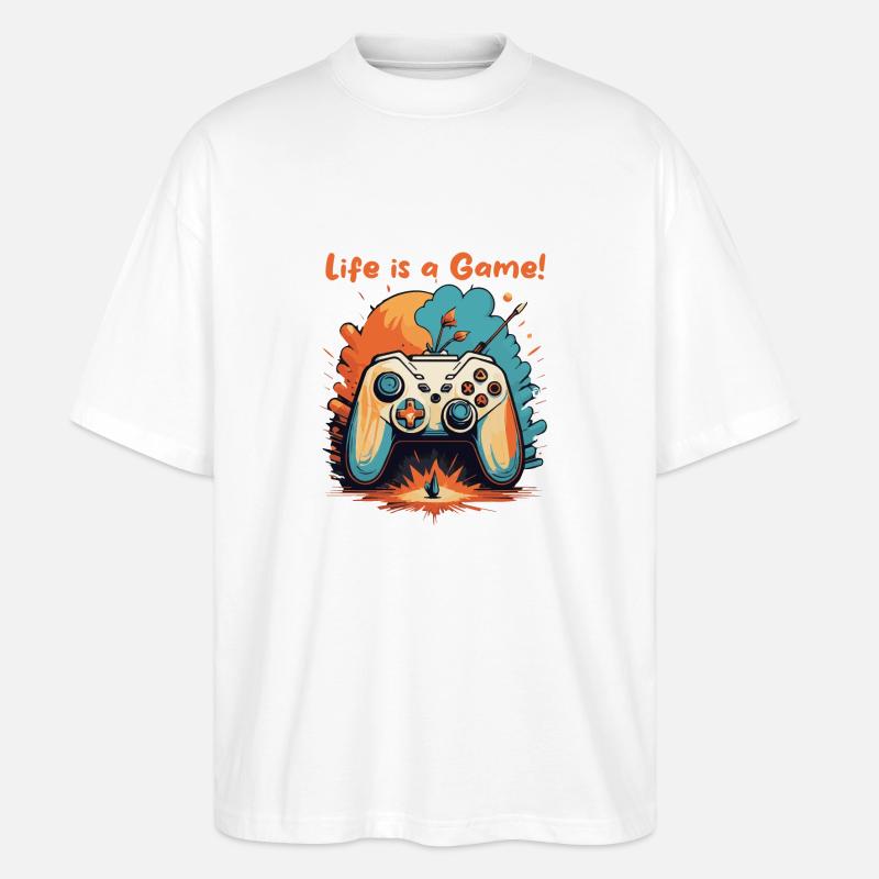 La vie est un jeu - T-shirt bio Blaster 2.0 coupe oversize Stanley/Stella Unisexe - blanc