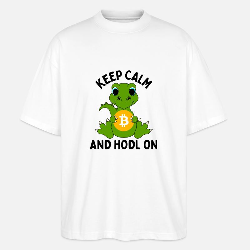Bitcoin Crypto Kryptowährungen Geschenkidee - Stanley/Stella Oversized Unisex Bio T-Shirt Blaster 2.0 - Weiß
