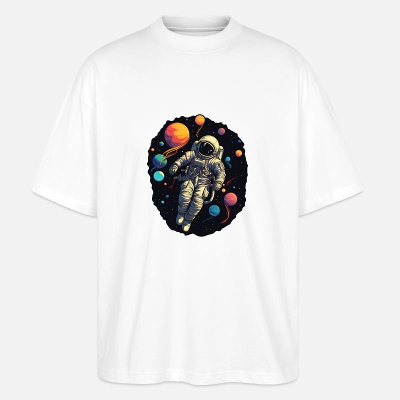 Astronaute dans l’espace - T-shirt bio Blaster 2.0 coupe oversize Stanley/Stella Unisexe - blanc