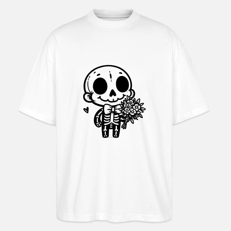 Skelett & Blumen - Stanley/Stella Oversized Unisex Bio T-Shirt Blaster 2.0 - Weiß