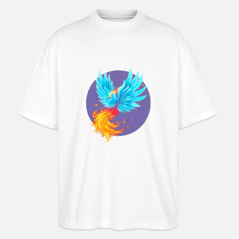 Cooler blau brennender Phönix - Stanley/Stella Oversized Unisex Bio T-Shirt Blaster 2.0 - Weiß