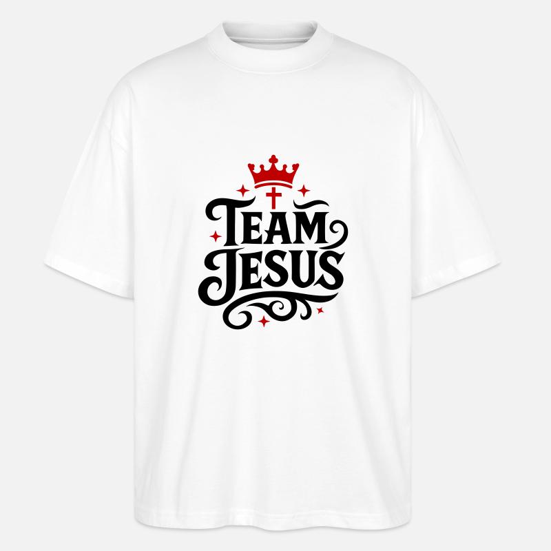 Team Jesus Krone - Stanley/Stella Oversized Unisex Bio T-Shirt Blaster 2.0 - Weiß