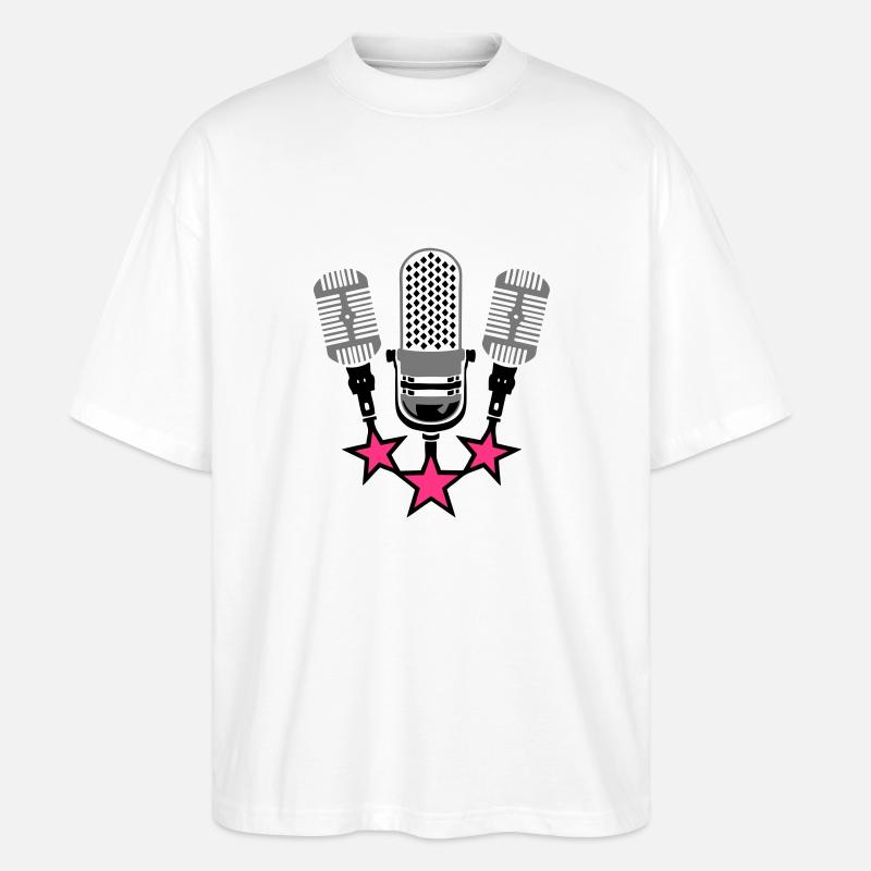 old microphone microphone 20063 - Stanley/Stella Oversized Unisex Organic T-shirt Blaster 2.0 - white