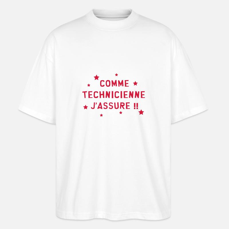 Technicien / Technicienne / Technologie / Pro - T-shirt bio Blaster 2.0 coupe oversize Stanley/Stella Unisexe - blanc