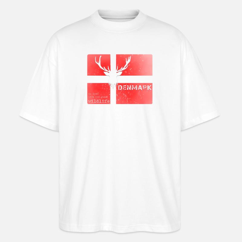 Danemark faune Drapeau Cerf - T-shirt bio Blaster 2.0 coupe oversize Stanley/Stella Unisexe - blanc