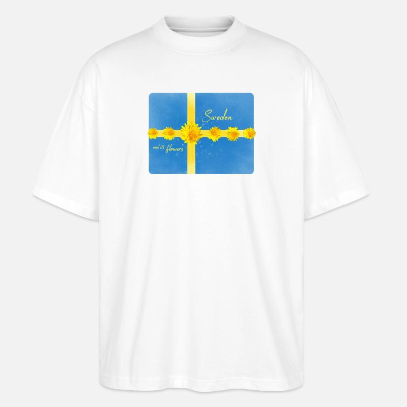 Suède Fleurs Suède Drapeau - T-shirt bio Blaster 2.0 coupe oversize Stanley/Stella Unisexe - blanc