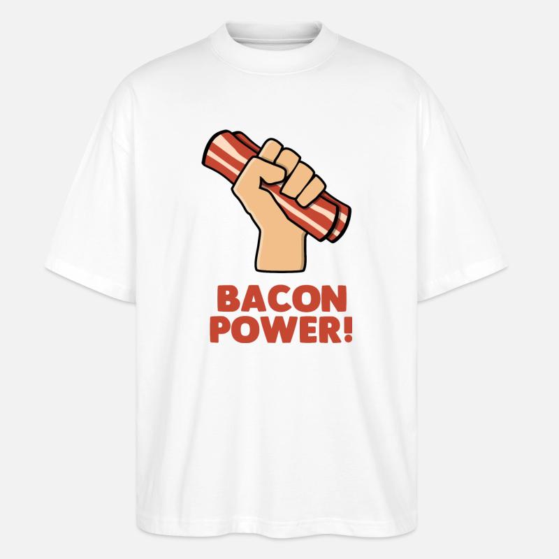 Bacon Power - Stanley/Stella Oversized Unisex Organic T-shirt Blaster 2.0 - white