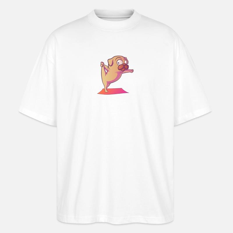 Hundeyoga Spaß und bunt - Stanley/Stella Oversized Unisex Bio T-Shirt Blaster 2.0 - Weiß