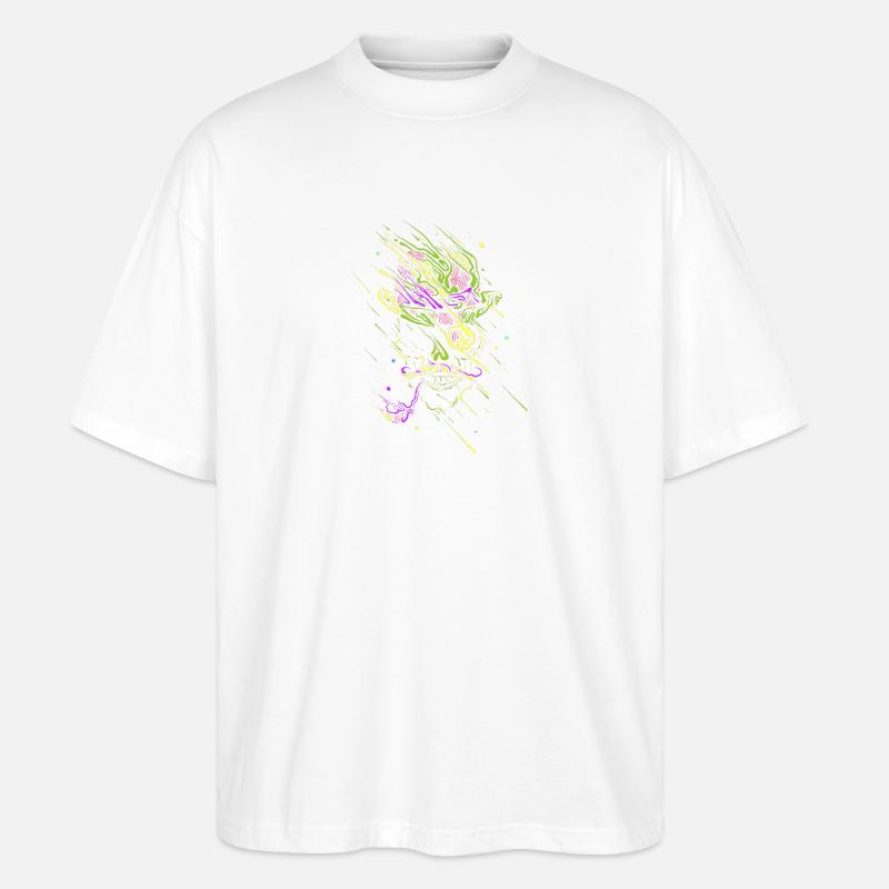 Crâne néon graffiti éclatant - T-shirt bio Blaster 2.0 coupe oversize Stanley/Stella Unisexe - blanc