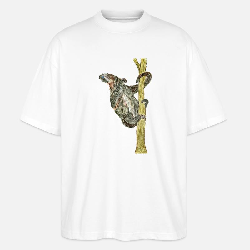 Affen-Artwork auf Baum - Stanley/Stella Oversized Unisex Bio T-Shirt Blaster 2.0 - Weiß