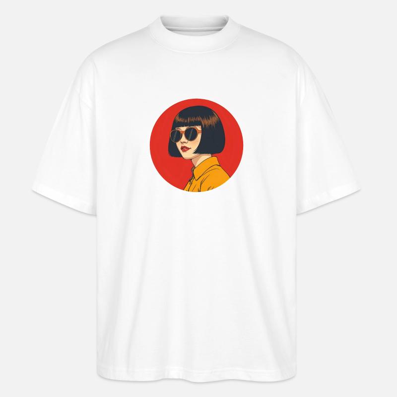 Kühne Retro-Ästhetik mit Sonnenbrille - Stanley/Stella Oversized Unisex Bio T-Shirt Blaster 2.0 - Weiß