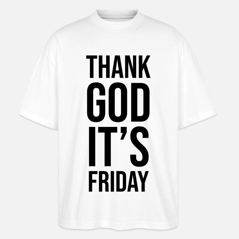 Gudskelov er det fredag - Stanley/Stella Oversize Unisex Øko T-shirt Blaster 2.0 - hvid