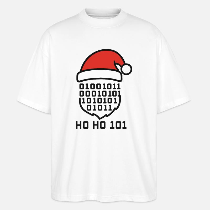Weihnachtscode mit Santa Hut - Stanley/Stella Oversized Unisex Bio T-Shirt Blaster 2.0 - Weiß