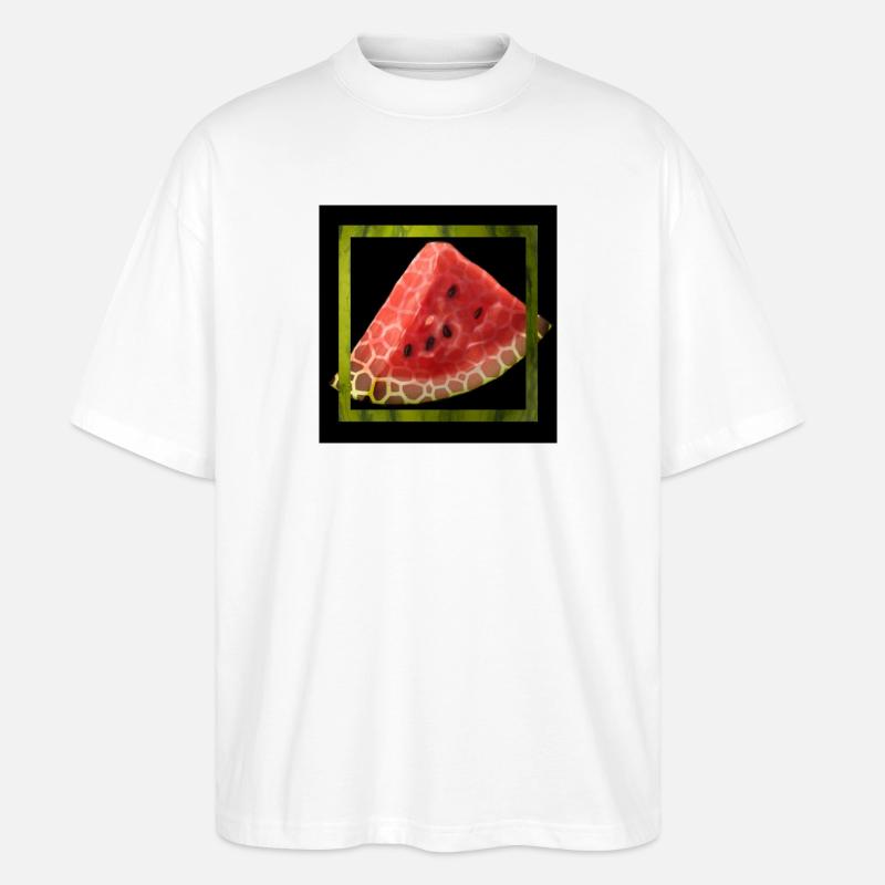 Pastèque abstraite - T-shirt bio Blaster 2.0 coupe oversize Stanley/Stella Unisexe - blanc