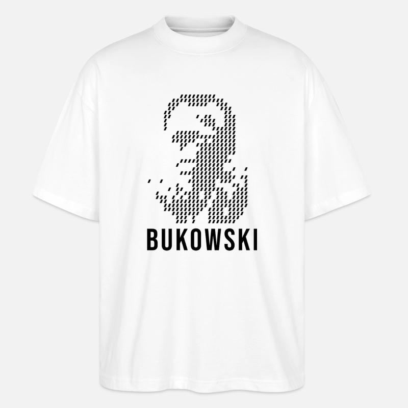 Charles Bukowskis geometrisches Designporträt - Stanley/Stella Oversized Unisex Bio T-Shirt Blaster 2.0 - Weiß