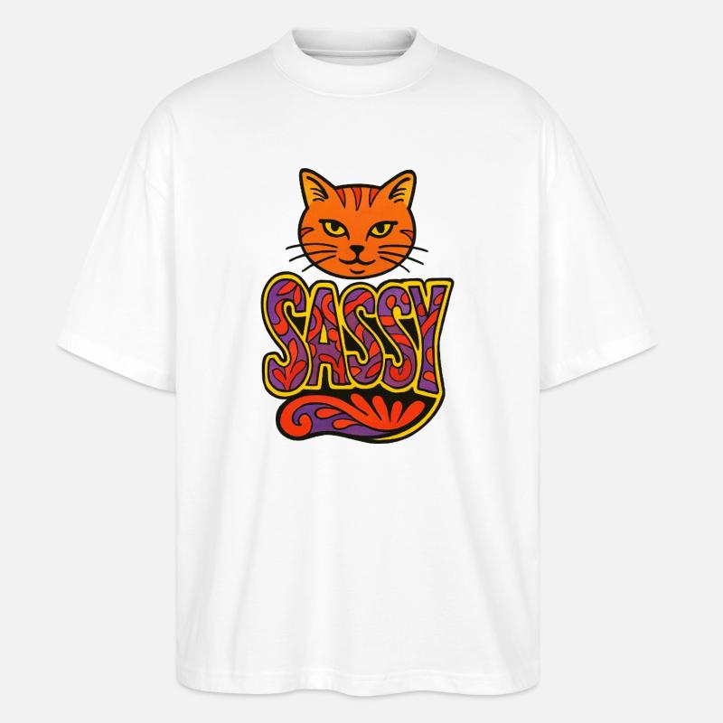 Sassy Cat Psychedelic Script - Stanley/Stella Oversized Unisex Bio T-Shirt Blaster 2.0 - Weiß