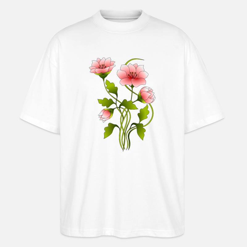 Blumen - Stanley/Stella Oversized Unisex Bio T-Shirt Blaster 2.0 - Weiß