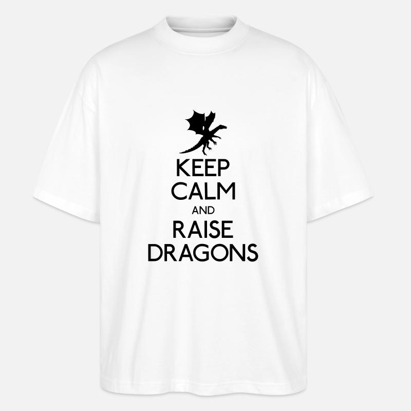 Keep calm dragons - Stanley/Stella Oversized Unisex Bio T-Shirt Blaster 2.0 - Weiß