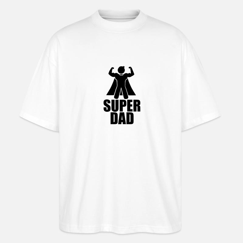"SUPER DAD" Tshirt - Geschenkidee - Stanley/Stella Oversized Unisex Bio T-Shirt Blaster 2.0 - Weiß