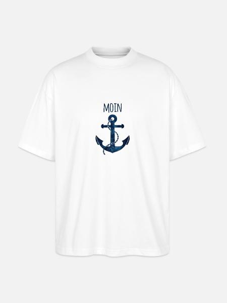 Anchor Moin blue - Stanley/Stella Oversized Unisex Organic T-shirt Blaster 2.0 - white