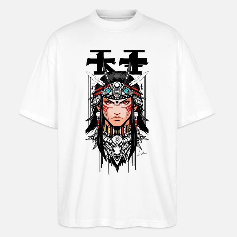 Indian Samurai Japan Man - Stanley/Stella Oversized Unisex Organic T-shirt Blaster 2.0 - white