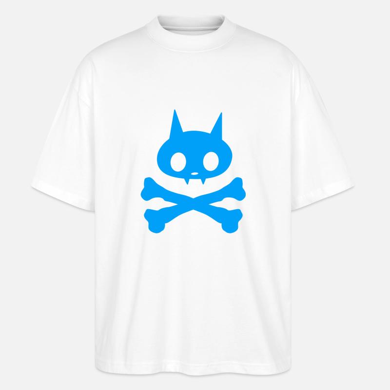 Skelett Katze Junge - Stanley/Stella Oversized Unisex Bio T-Shirt Blaster 2.0 - Weiß