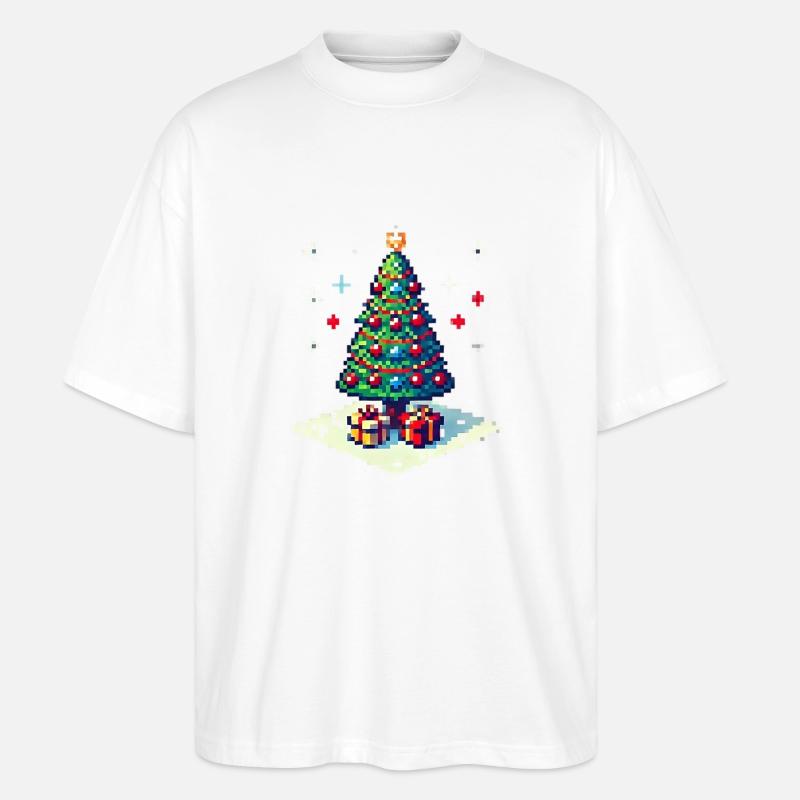 Arbre de Noël 8 bits - T-shirt bio Blaster 2.0 coupe oversize Stanley/Stella Unisexe - blanc