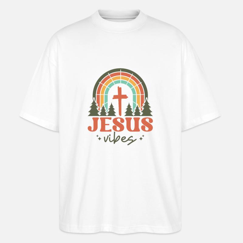 Vibrations de Jésus - T-shirt bio Blaster 2.0 coupe oversize Stanley/Stella Unisexe - blanc