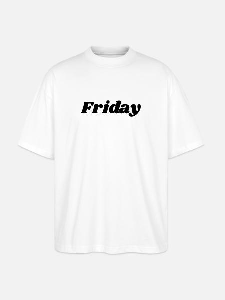 Vendredi – Lettrage noir - T-shirt bio Blaster 2.0 coupe oversize Stanley/Stella Unisexe - blanc