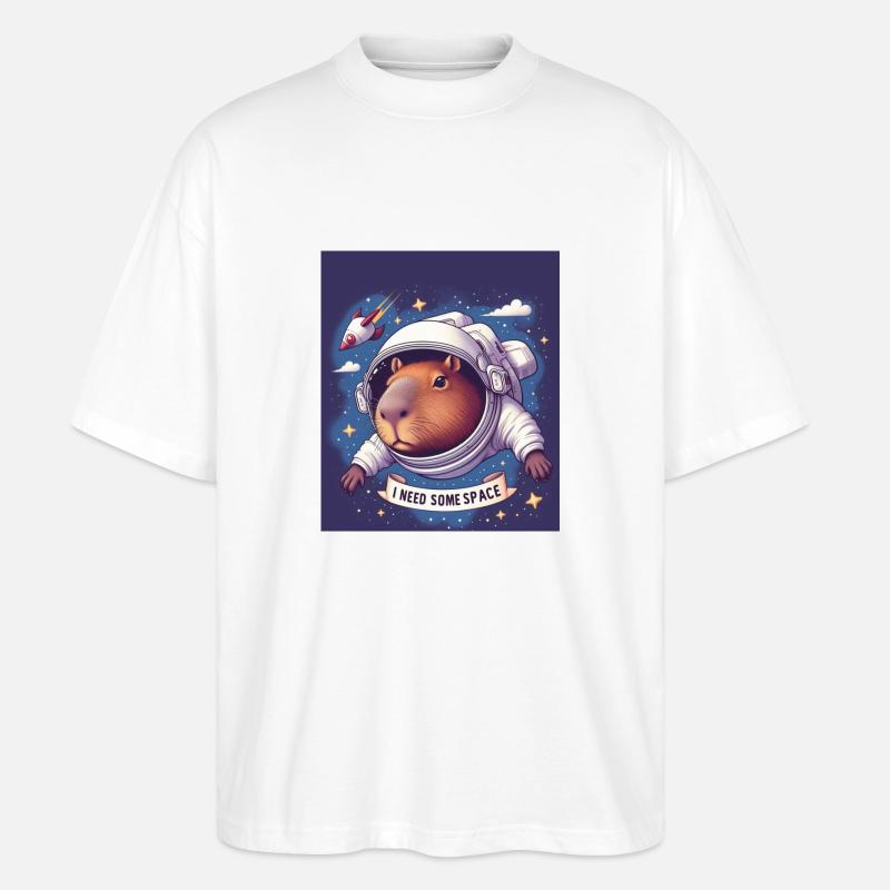 "I NEED SOME SPACE" Capybara - Stanley/Stella Oversized Unisex Bio T-Shirt Blaster 2.0 - Weiß