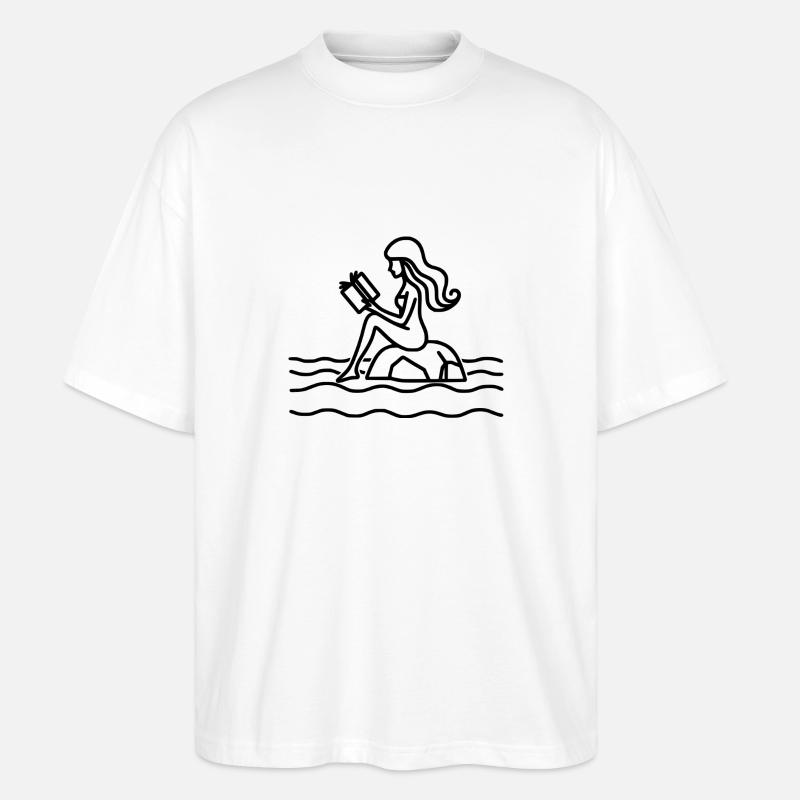 Meerjungfrau liest ein Buch - Stanley/Stella Oversized Unisex Bio T-Shirt Blaster 2.0 - Weiß