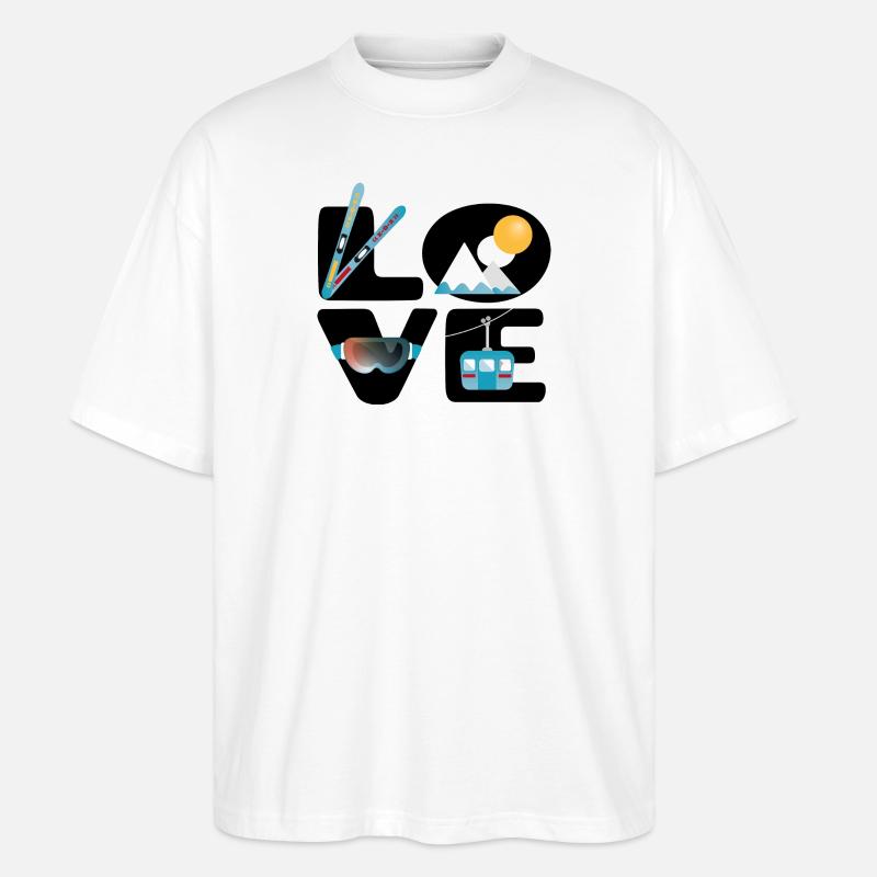Love Skiing - Stanley/Stella Oversized Unisex Bio T-Shirt Blaster 2.0 - Weiß